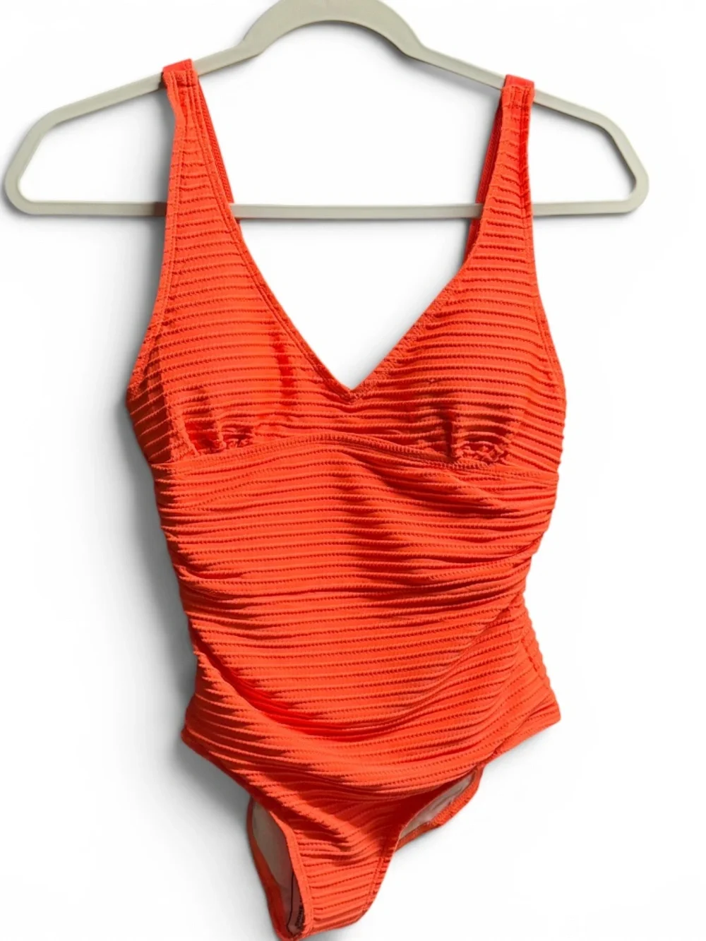 NWOT Orange Ribbed One Piece Swimsuit Size 14Y Adjustable Straps